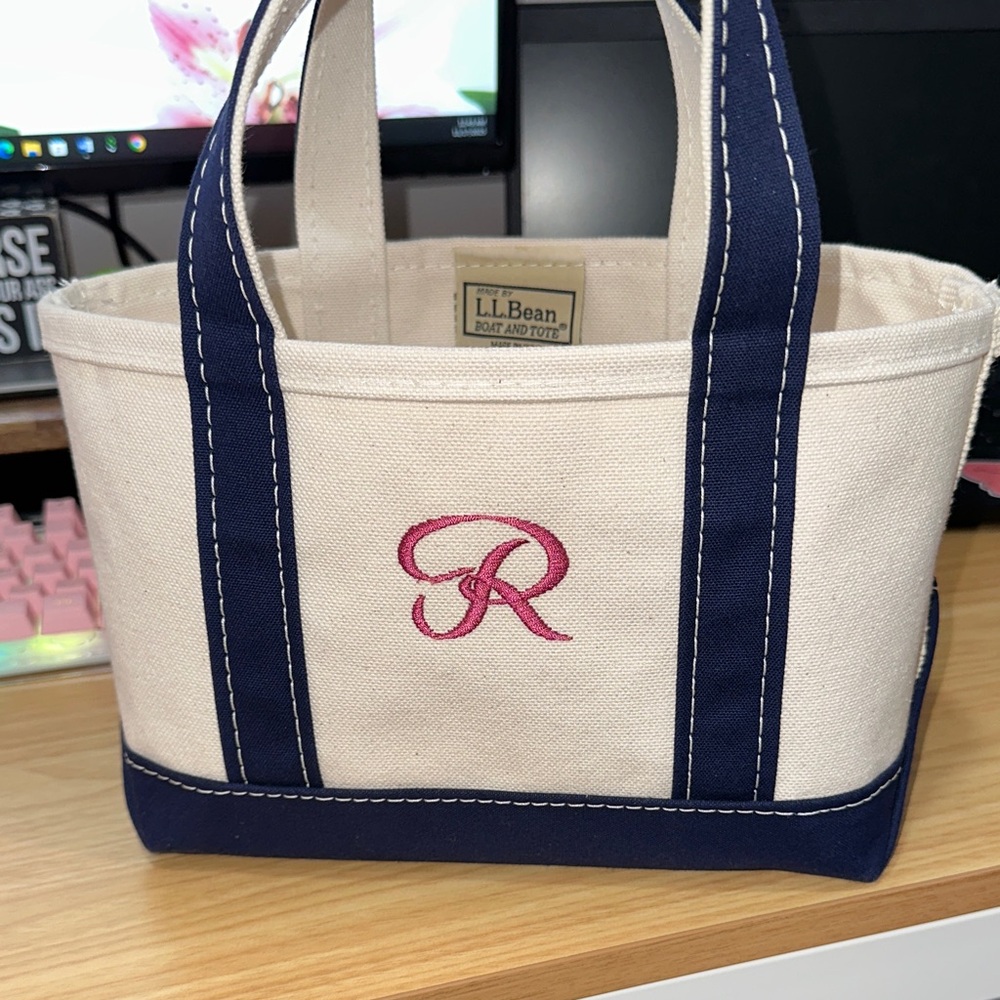 L.L. Bean Navy and Cream Tote Bag